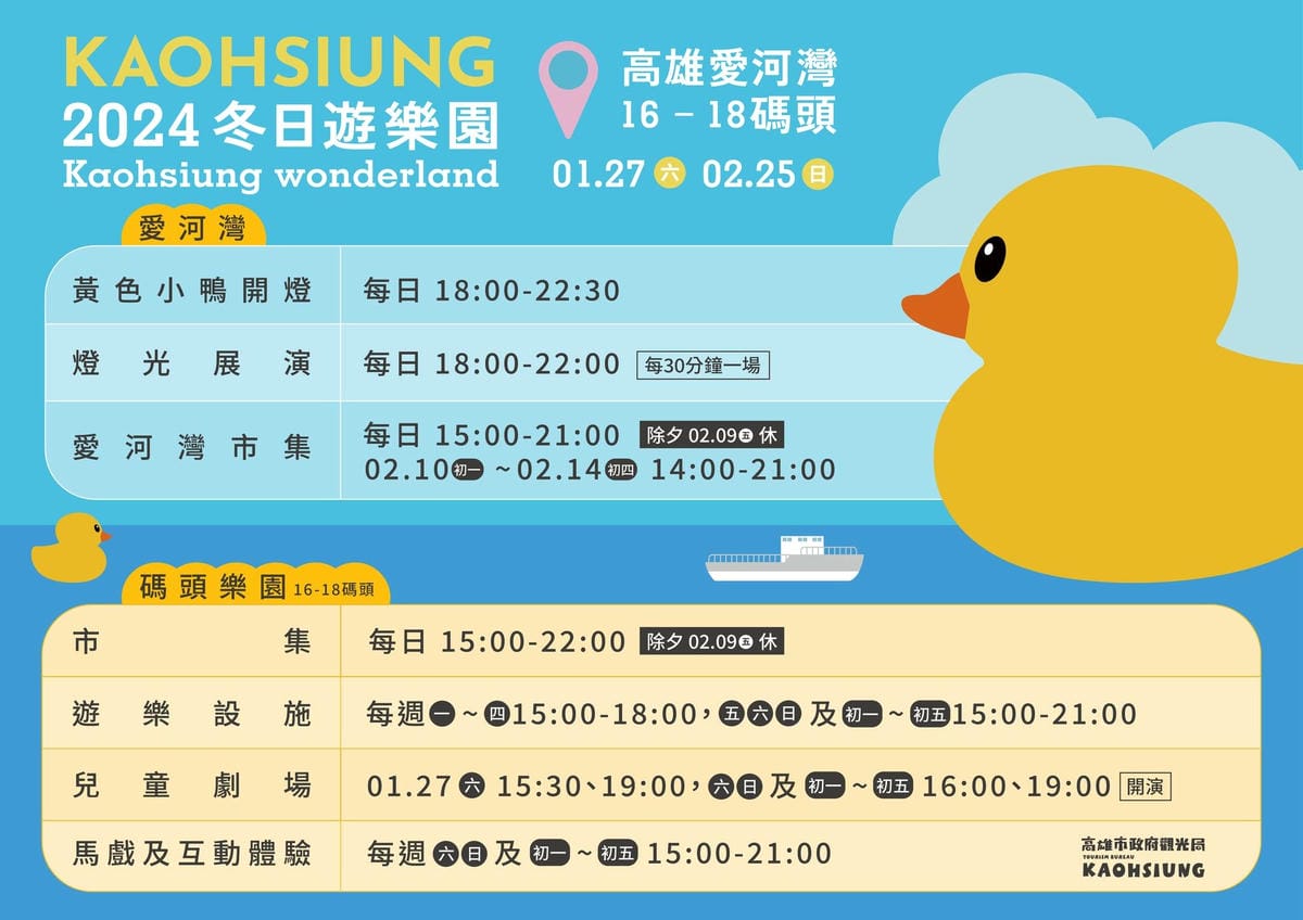 高雄-愛河灣黃色小鴨、冬日遊樂園 高雄-愛河灣黃色小鴨、冬日遊樂園